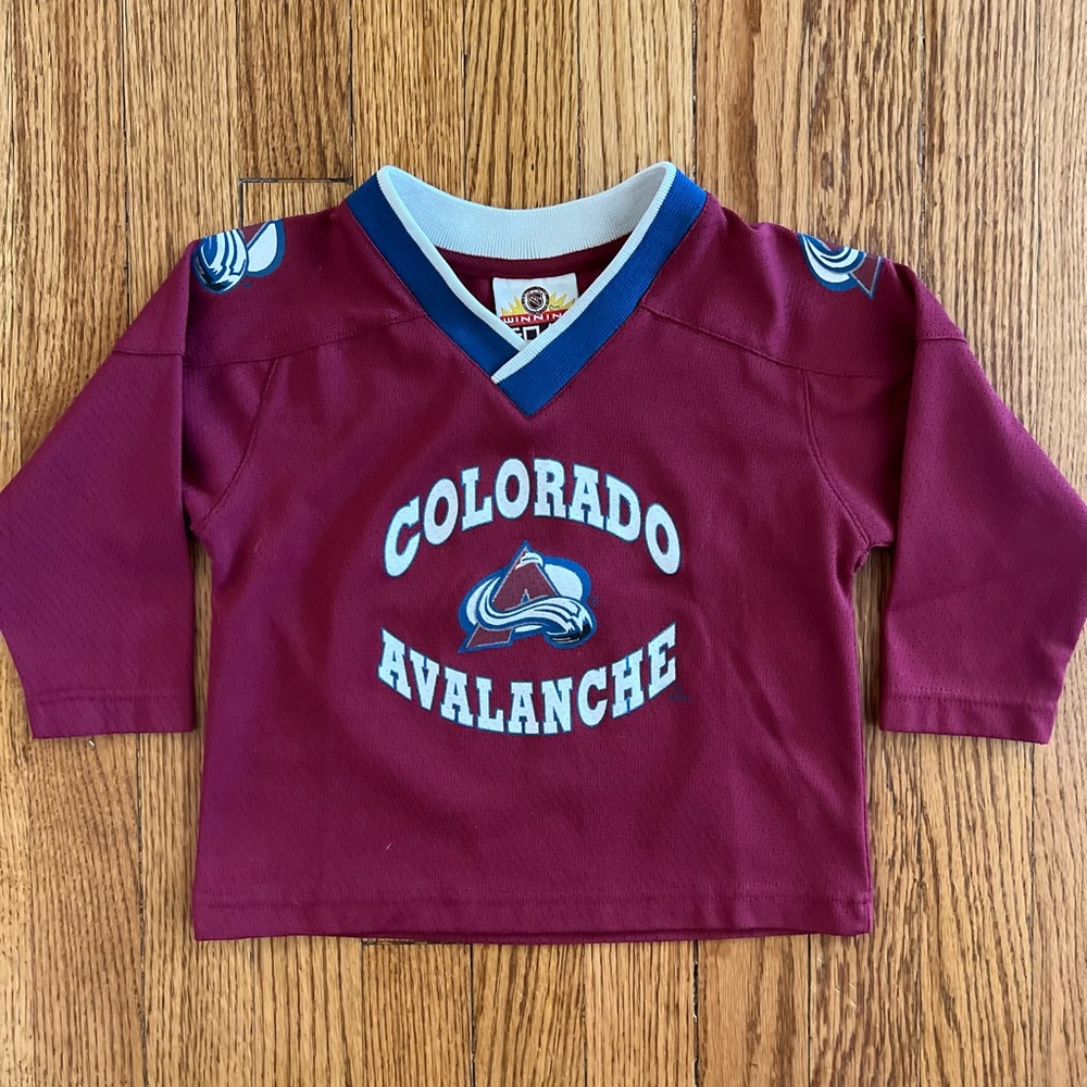 NHL Hockey Colorado Avalanche Youth Boys Mesh Long Sleeve Jersey Shirt, Burgundy